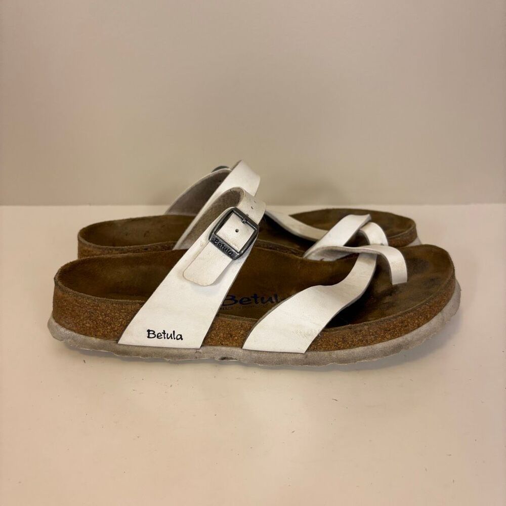 Betula Birkenstock‎ White Leather Sandals 38 = 7-7.5